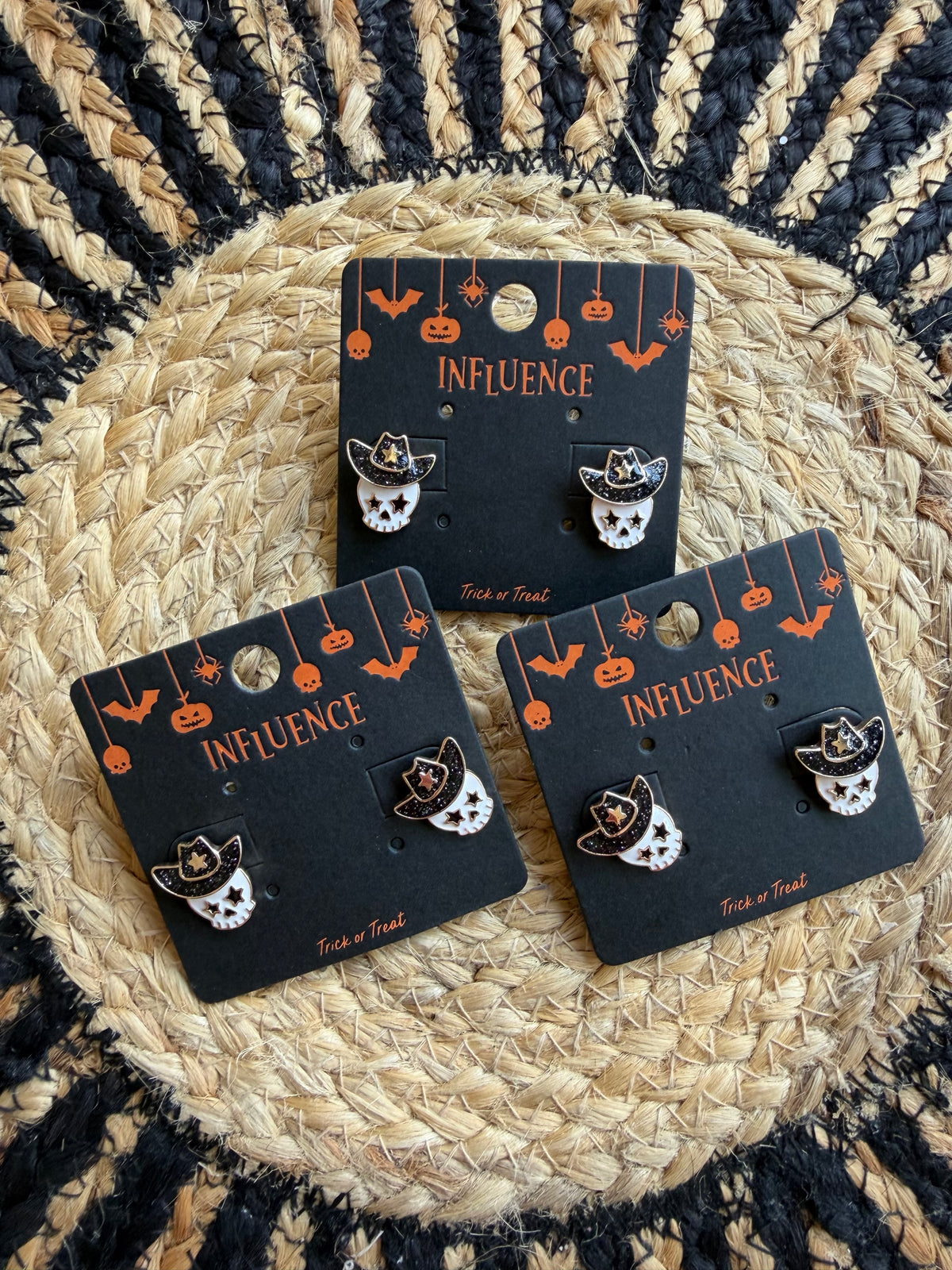 Cowboy Skull Halloween Stud Earrings