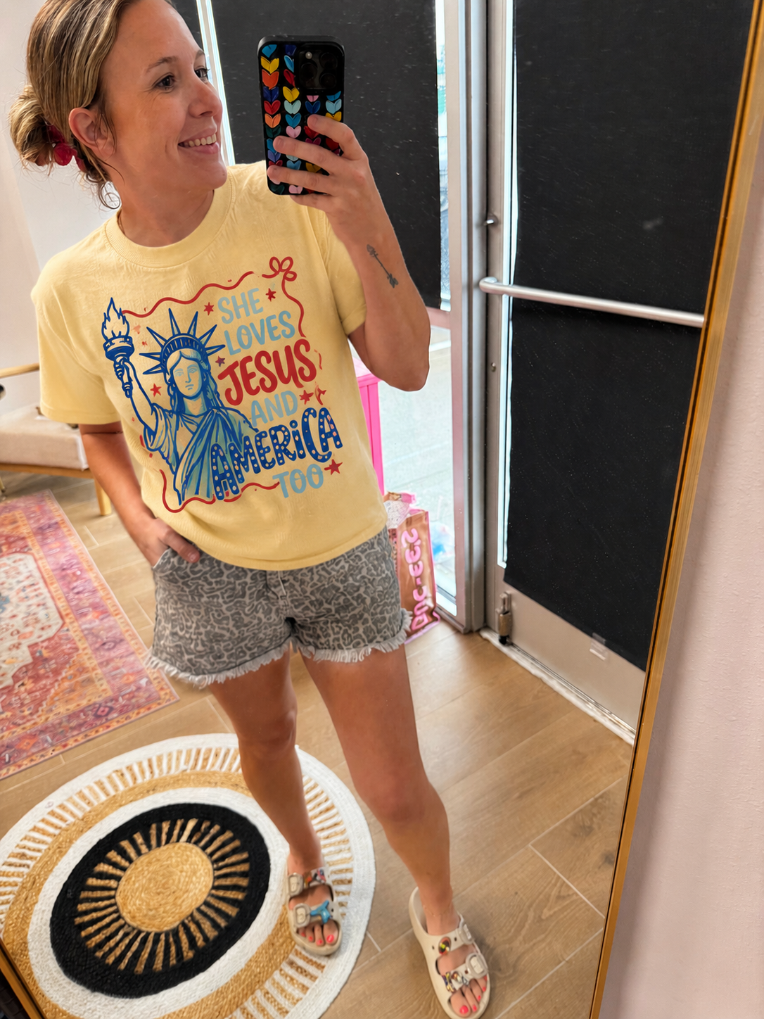 She Loves Jesus and America Too Graphic Tee