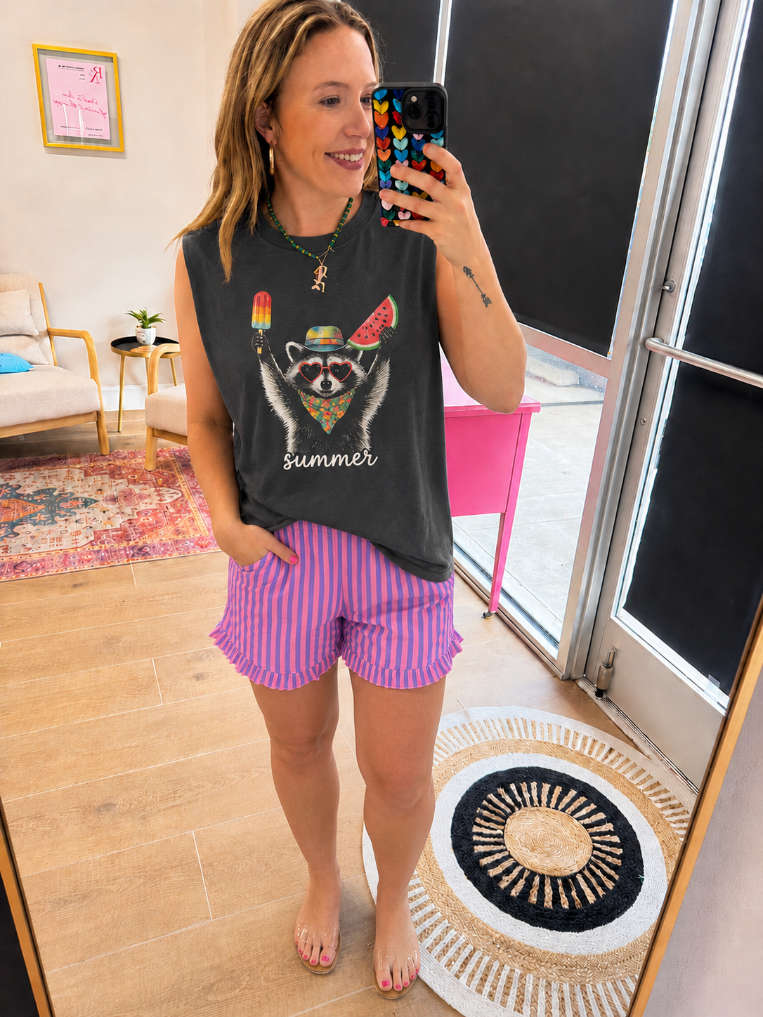 Summer Raccoon Graphic Tank