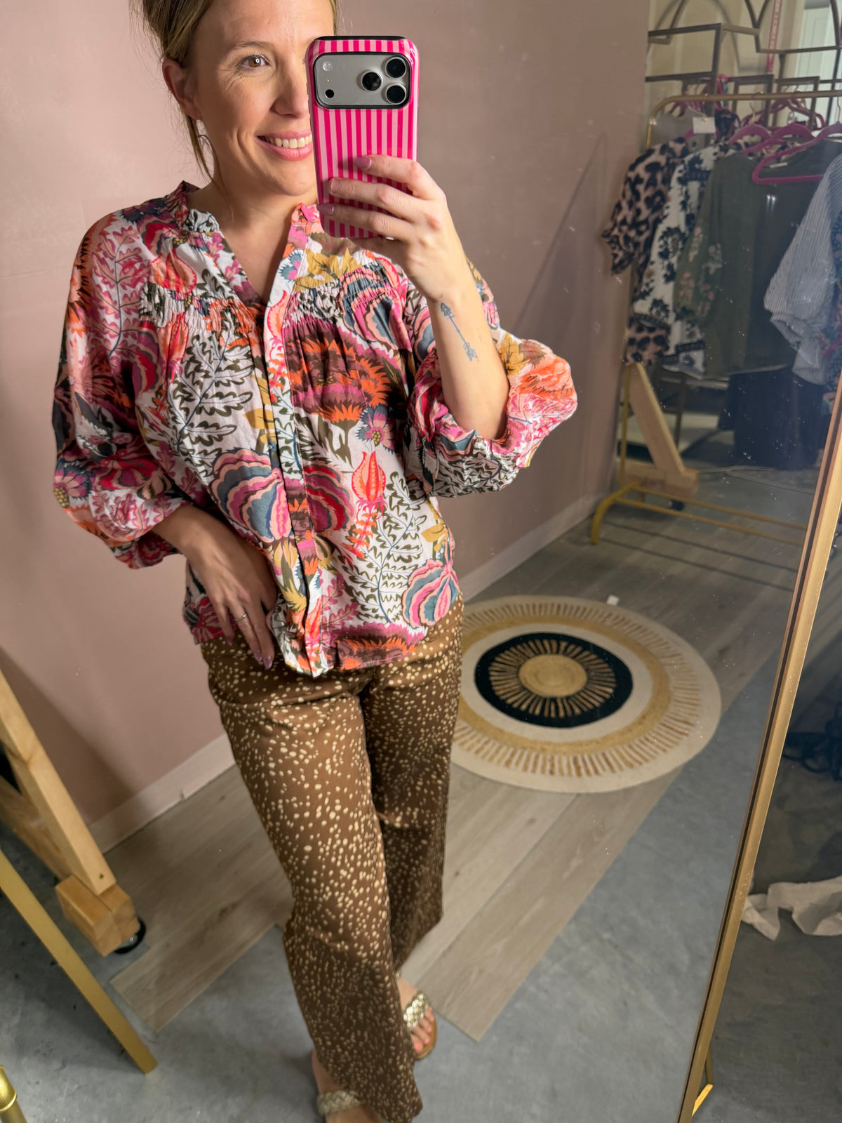Mauve Multi Floral Flowy Blouse