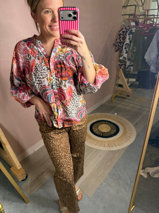 Mauve Multi Floral Flowy Blouse