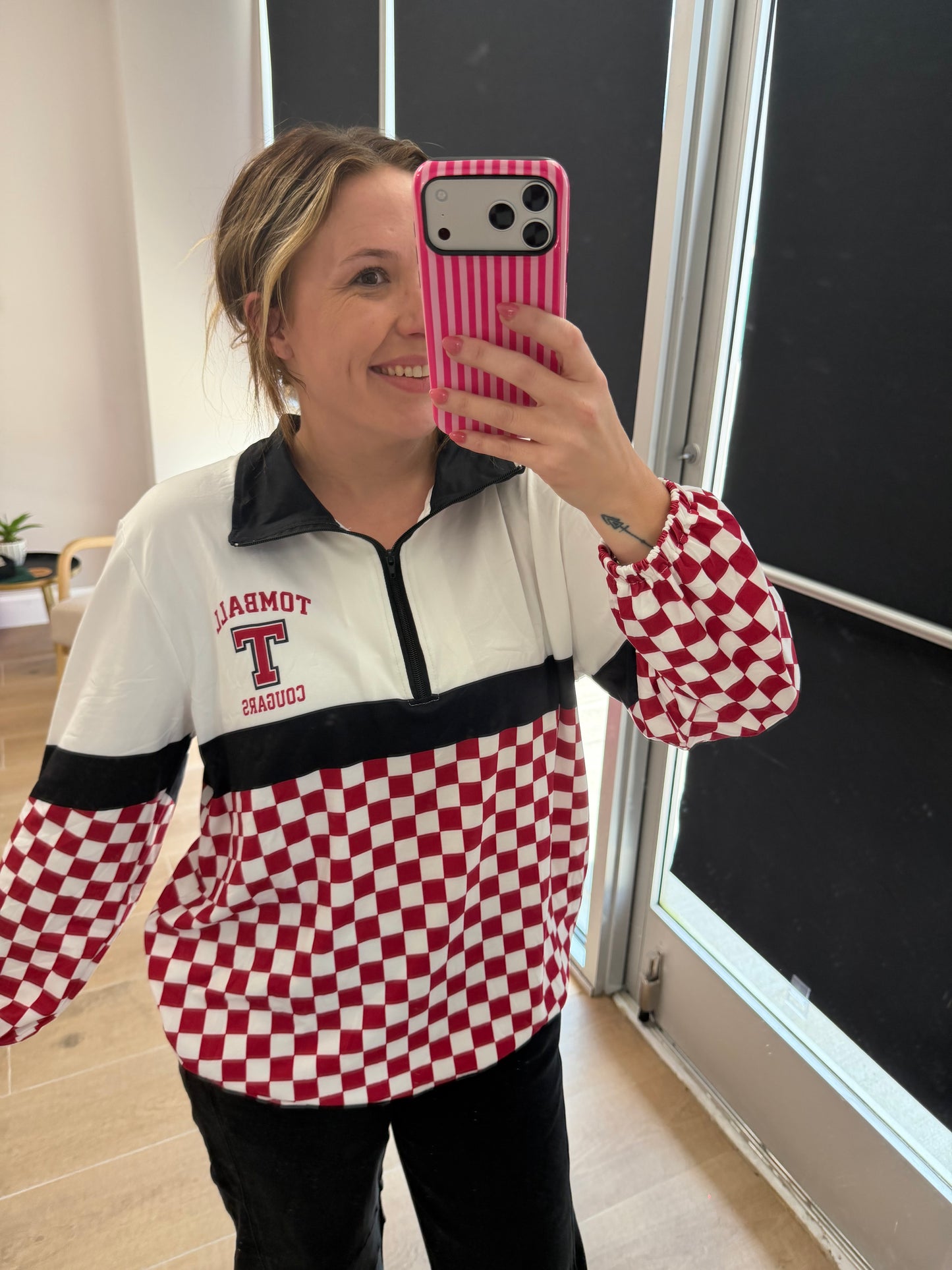 Tomball Cougars Checkered Lightweight Windbreaker
