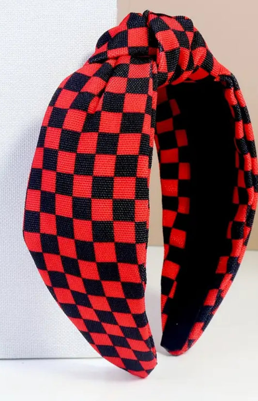 Red Checkerboard Headband