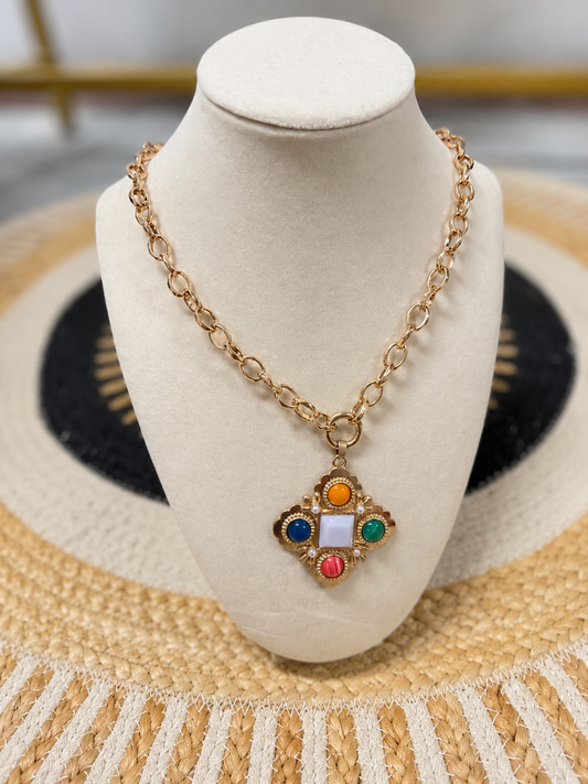 Colorful Medallion Statement Necklace