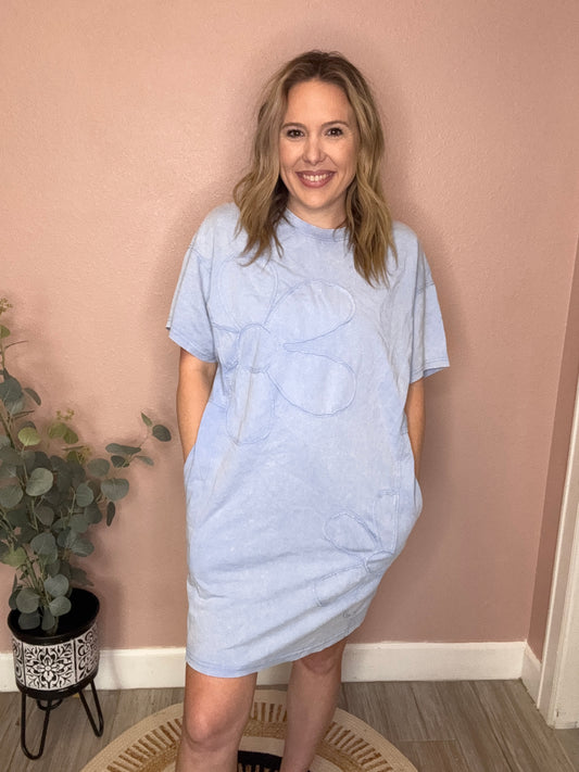 Washed Flower Patch T-Shirt Dress
