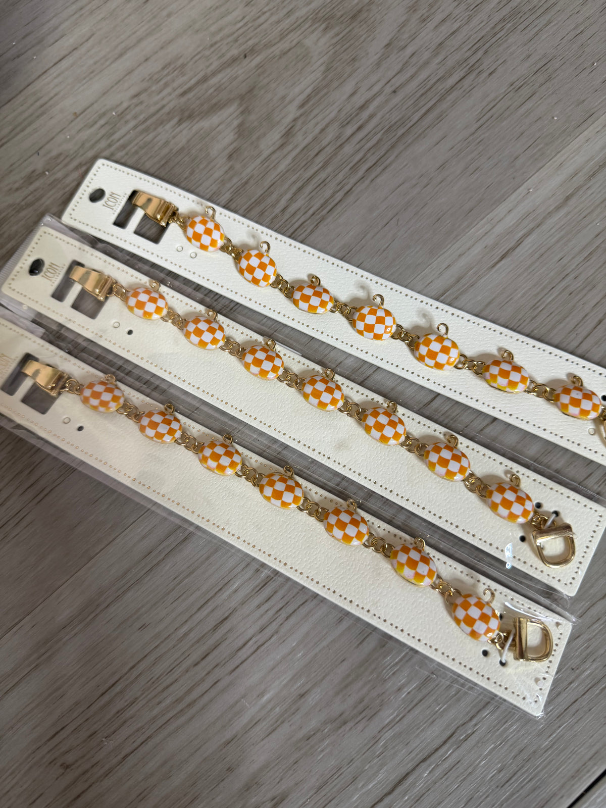 Orange Checkered Pumpkin Magnetic Bracelet