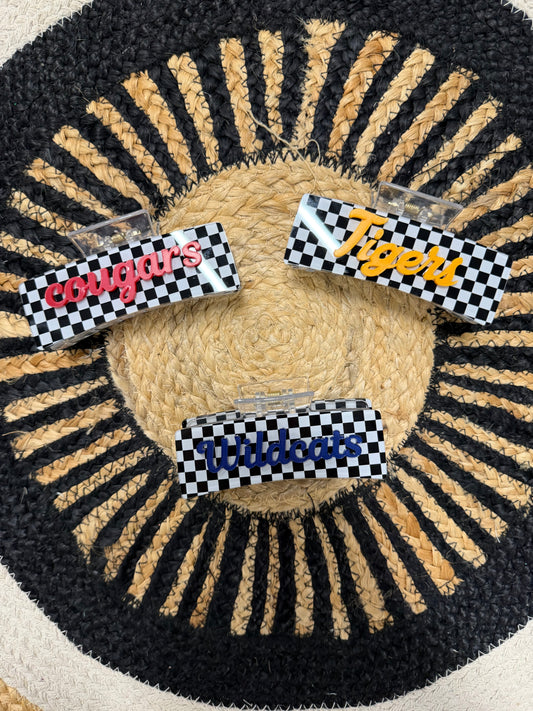 Checkered Mascot Claw Clip