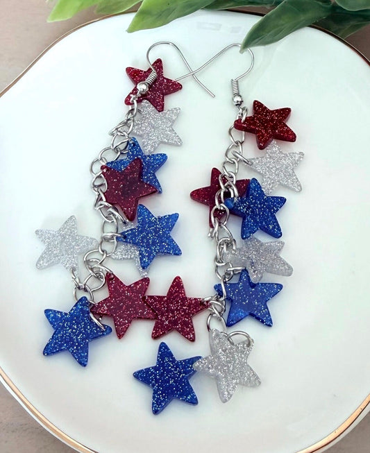 Patriotic Star Dangle Earrings