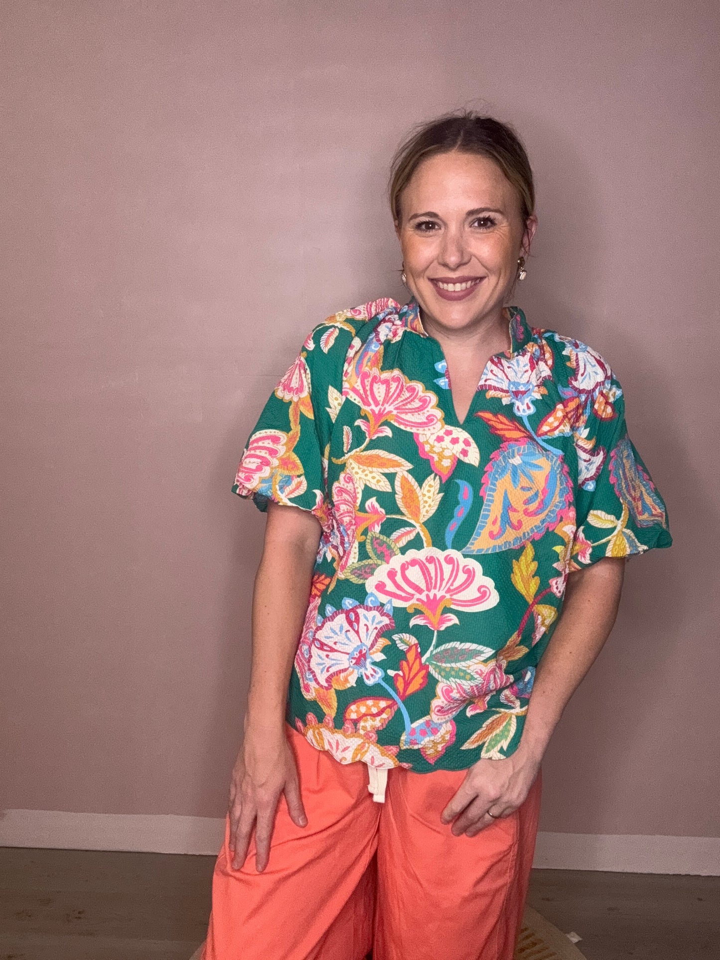 Floral Scalloped Hem Top