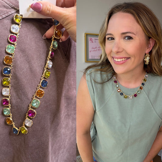 Multicolor Crystal Statement Necklace
