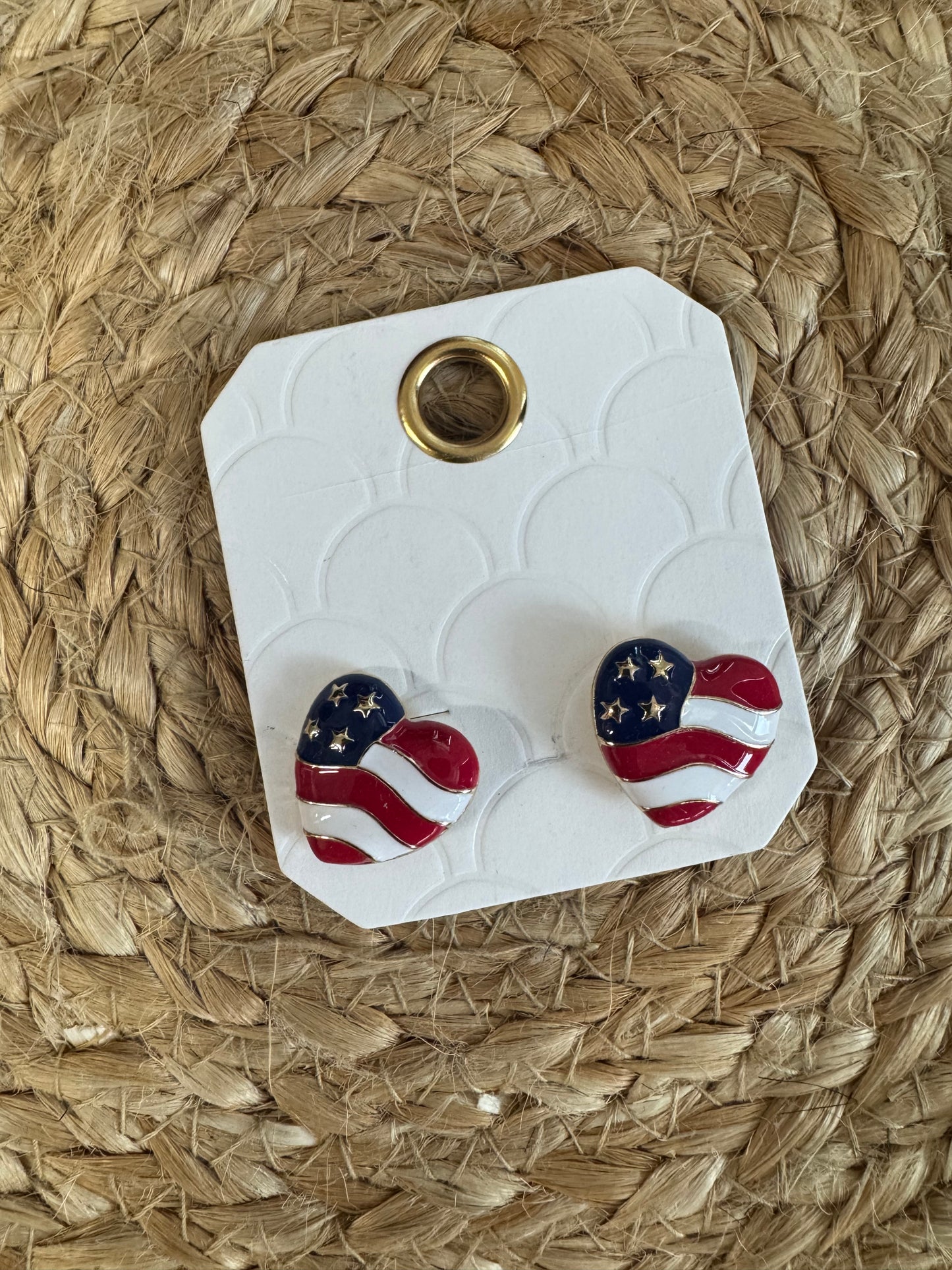 Patriotic Heart Stud Earrings