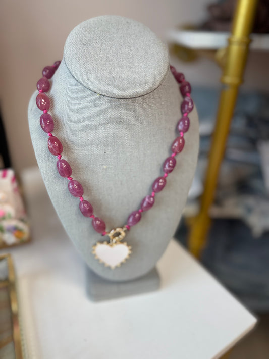 Pink Heart Gem Necklace
