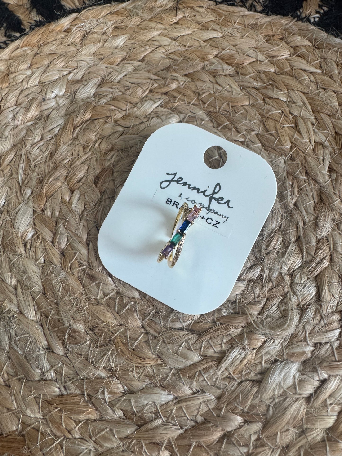 Rainbow Crystal Adjustable Ring