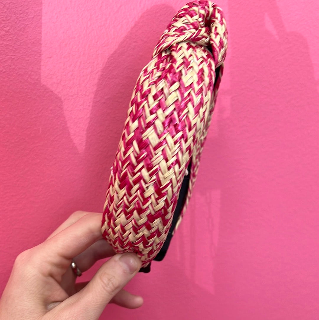 Pink Raffia Headband