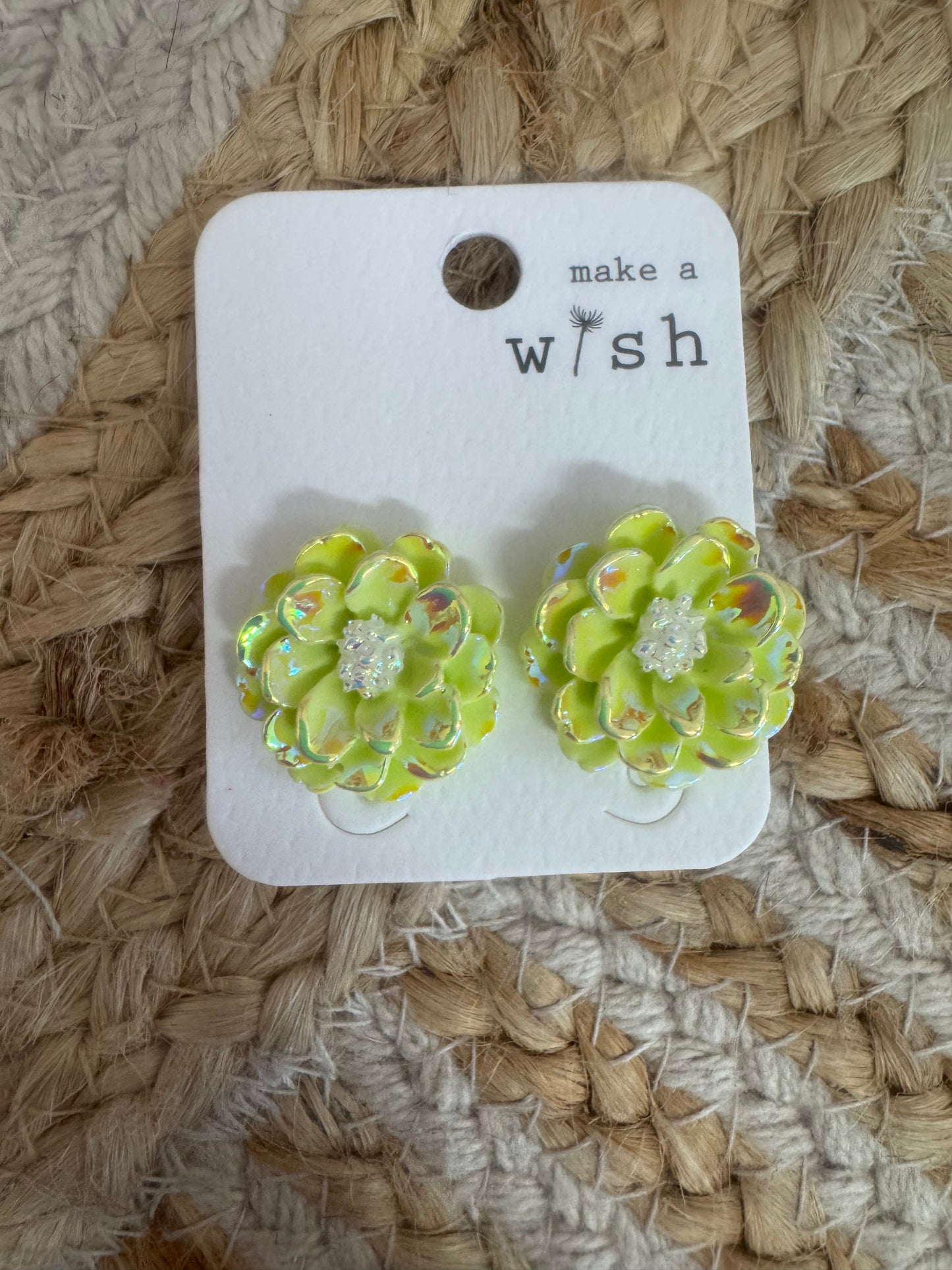 Neon Green Flower Stud Earrings – Bright Boutique Floral Studs