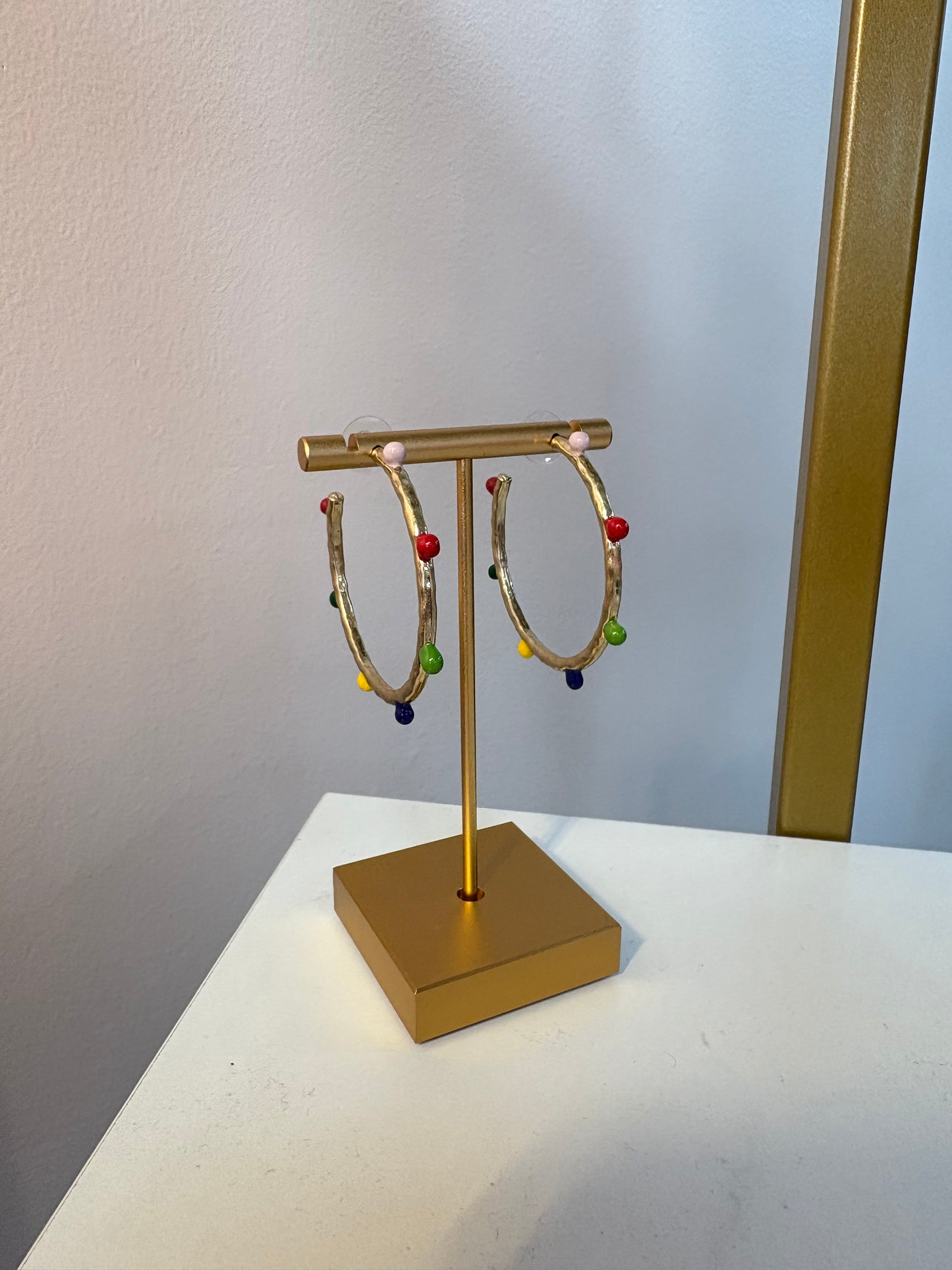 Rainbow Dot Hoop Earrings