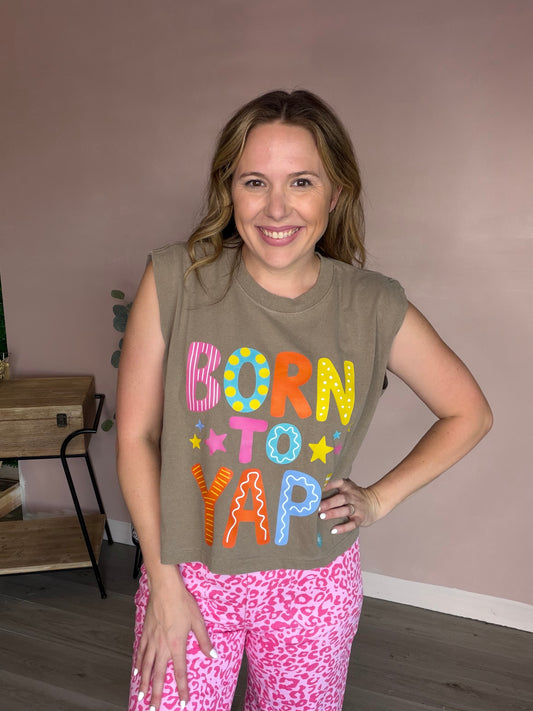 Born to Yap Colorful Graphic Muscle Tank