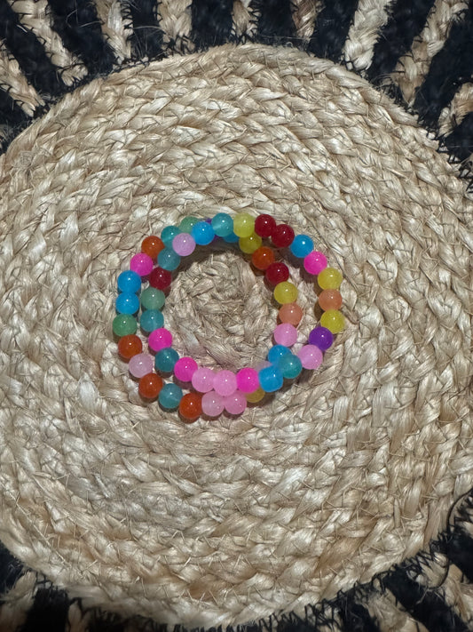 Bright Beaded Crystal Stretch Bracelet Set