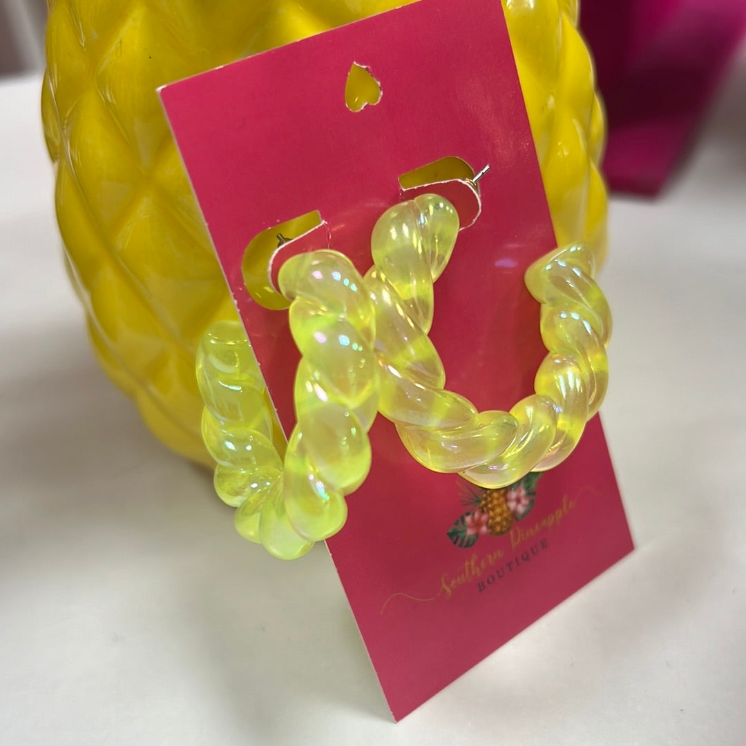 Wild Twisted Neon Yellow Hoops