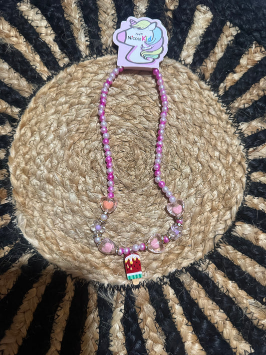 Girls Summer Popsicle Beaded Necklace