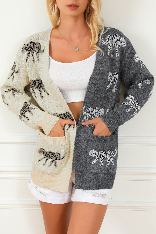 Color Block Leopard Cardigan