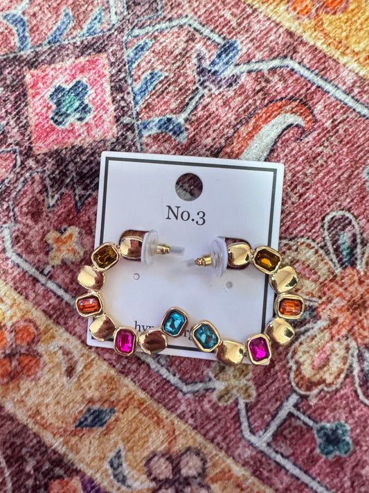 Color-Pop Gem Hoop Earrings