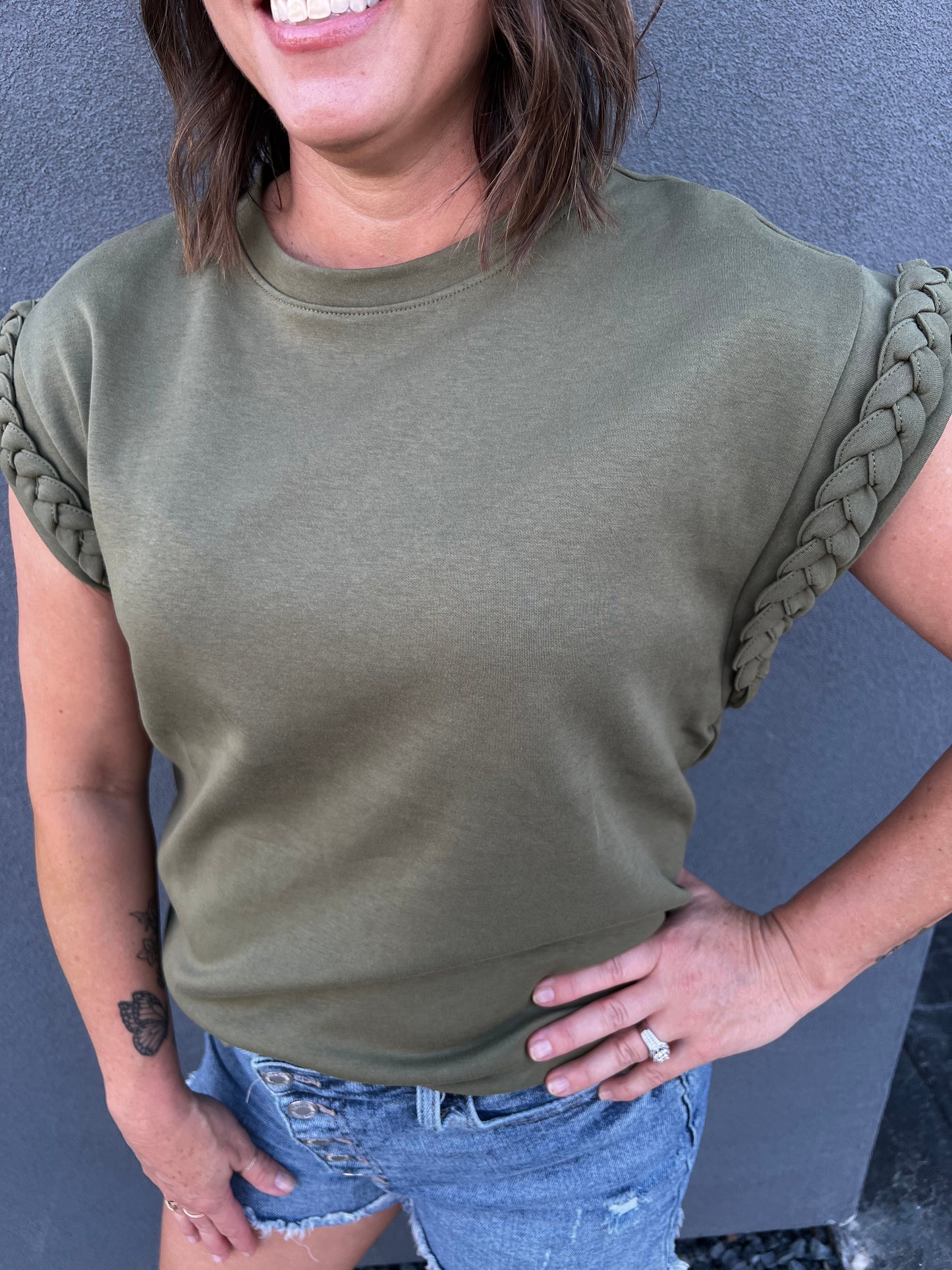 Olive Braided Top