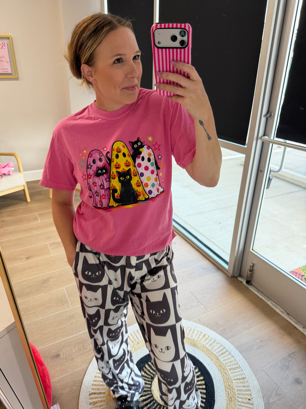 Black & White Cat Print Pants