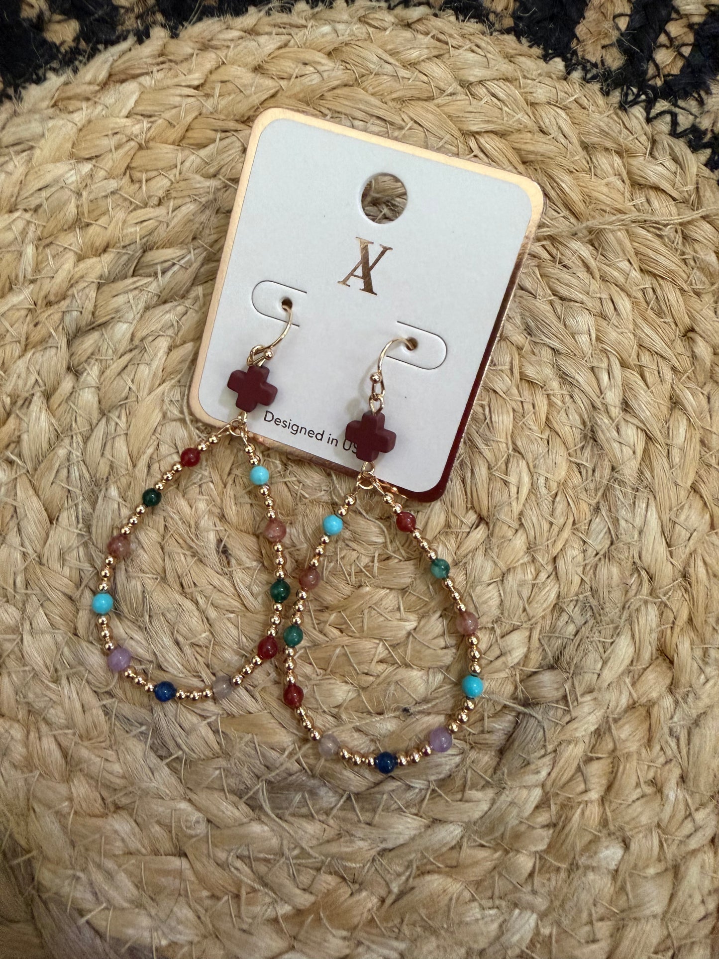 Fall Color Cross Dangle Earrings