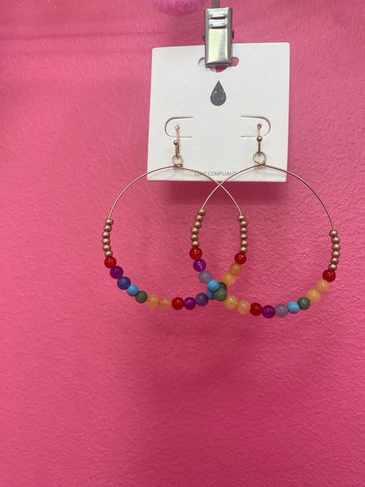 Rainbow beaded hoop Earrings