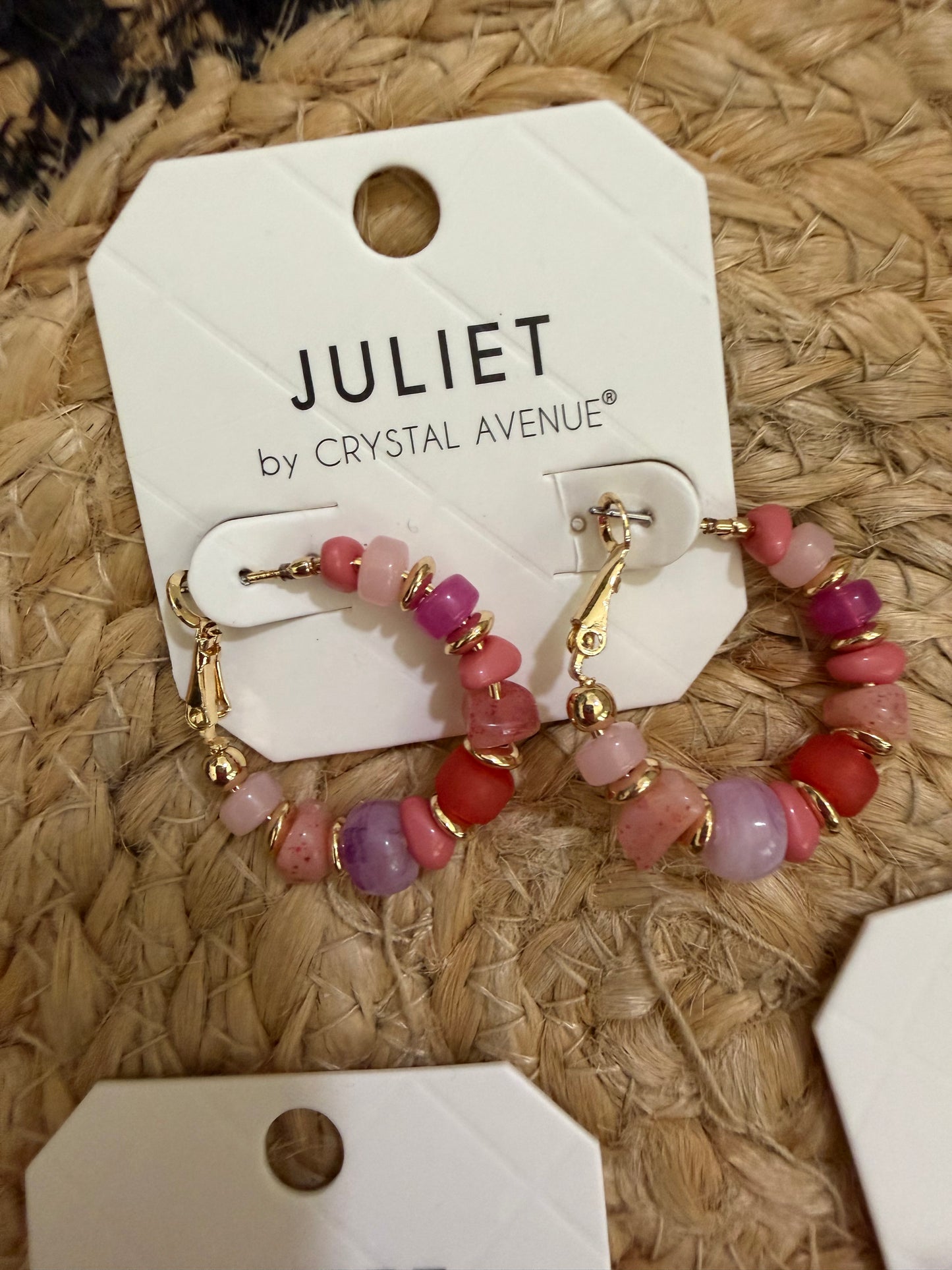 Mixed Color Stone Hoop Earrings
