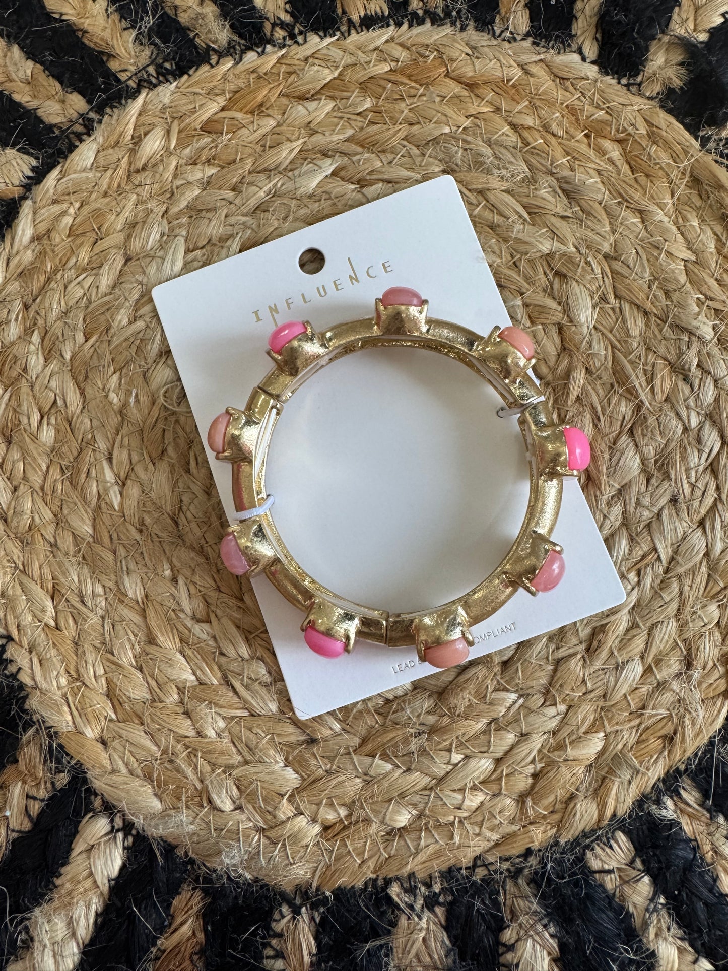 Pink Stone Stretch Statement Bracelet