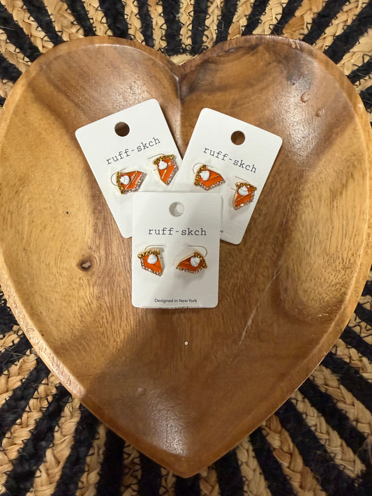 Pumpkin Pie Slice Stud Earrings