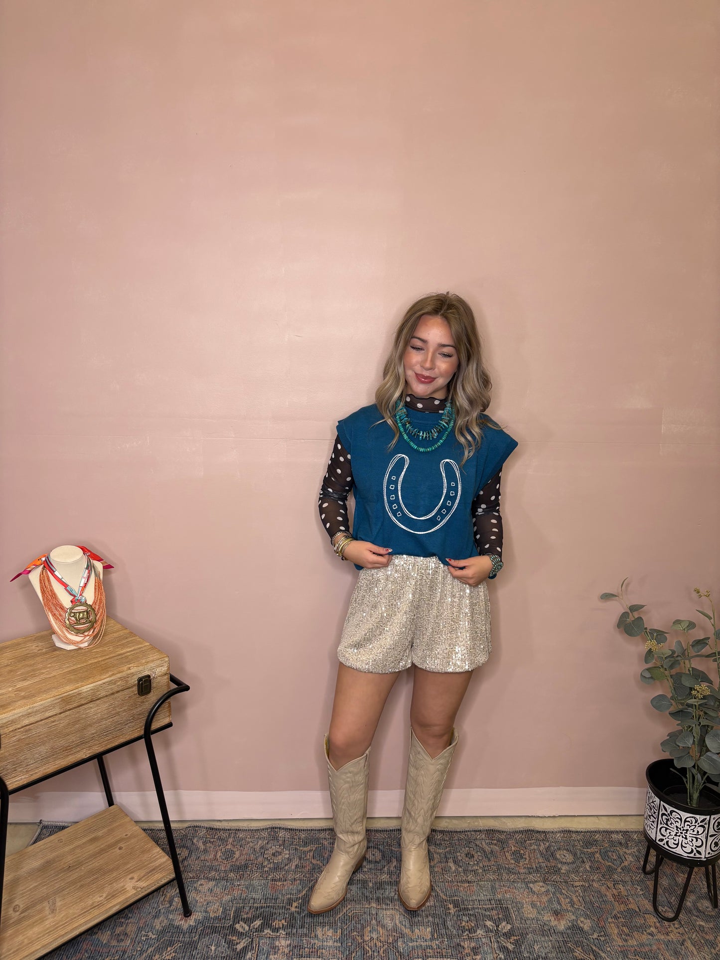 Lucky Horseshoe Graphic Knit Top