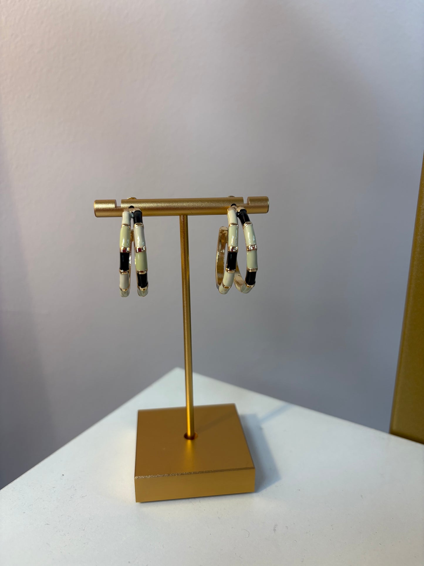 Black & White Enamel Hoop Earrings