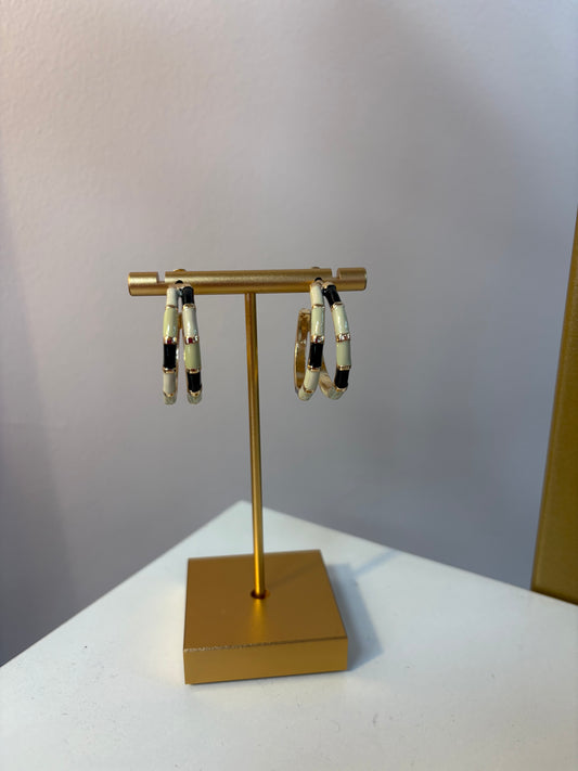 Black & White Enamel Hoop Earrings