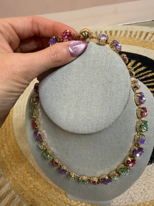 Waterproof Magnetic Gem Necklace - Pastel Multicolor Stainless Steel