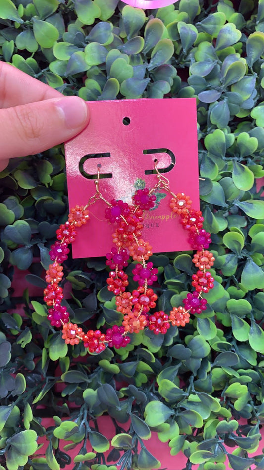 Pink Summer Flower Dangle Earrings
