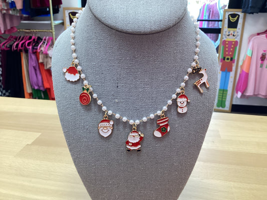 Pearl Christmas charm necklace