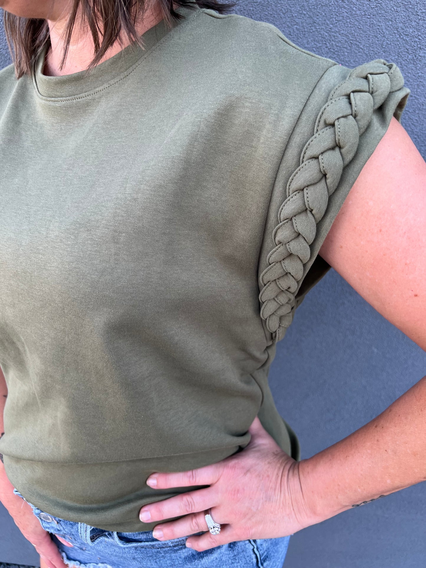 Olive Braided Top