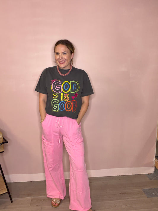 Pink Acid Wash Cargo Pants