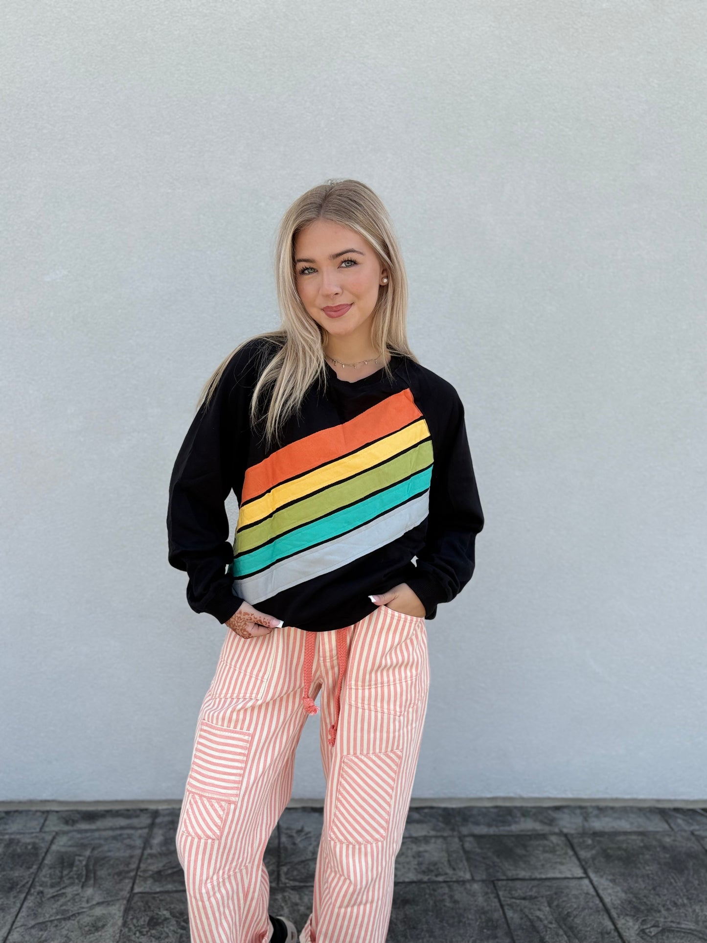 Chasing Rainbows Crew – Raw Hem Oversized Sweatshirt