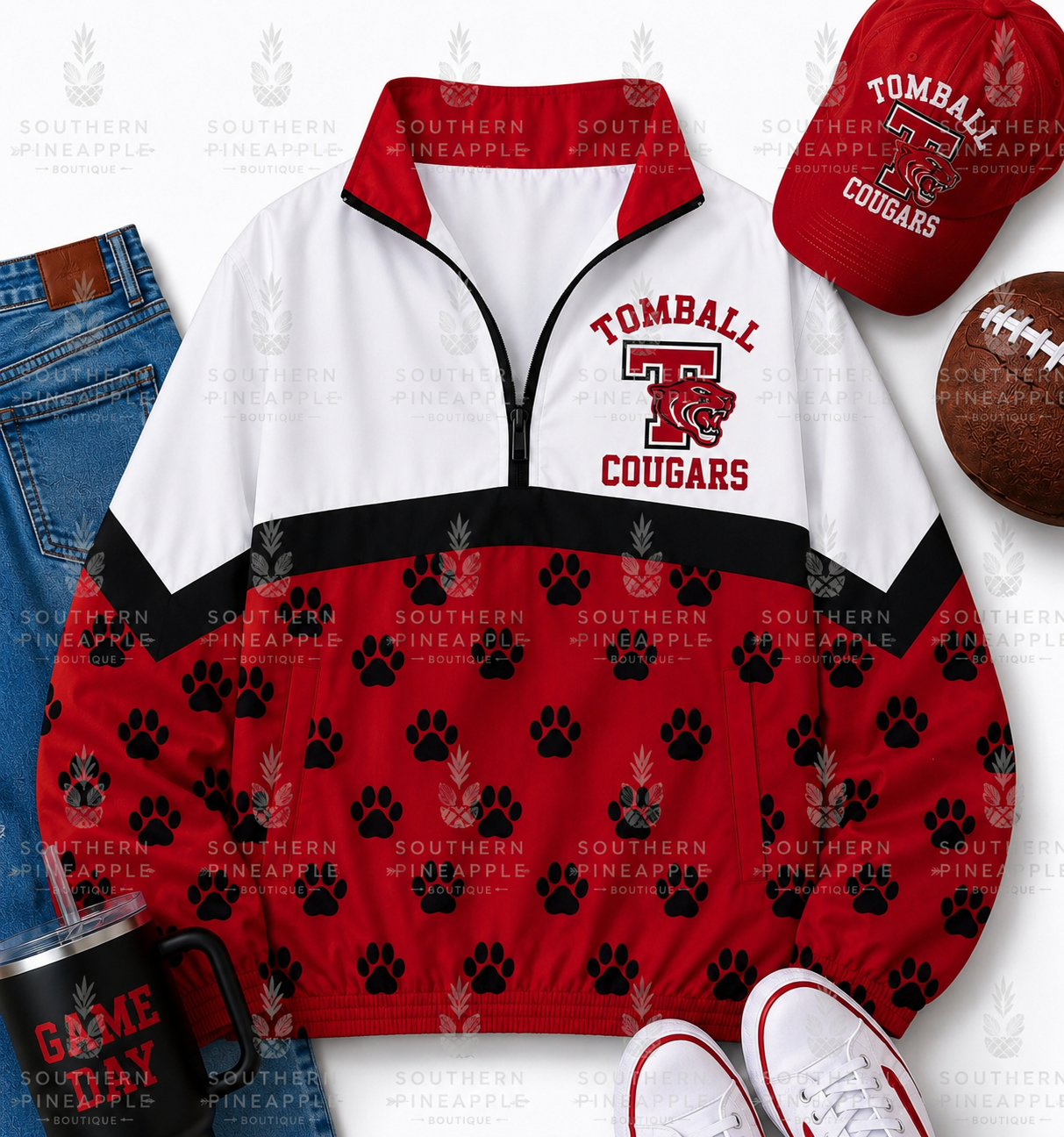 Tomball Cougars Spirit Windbreaker Quarter Zip Preorder