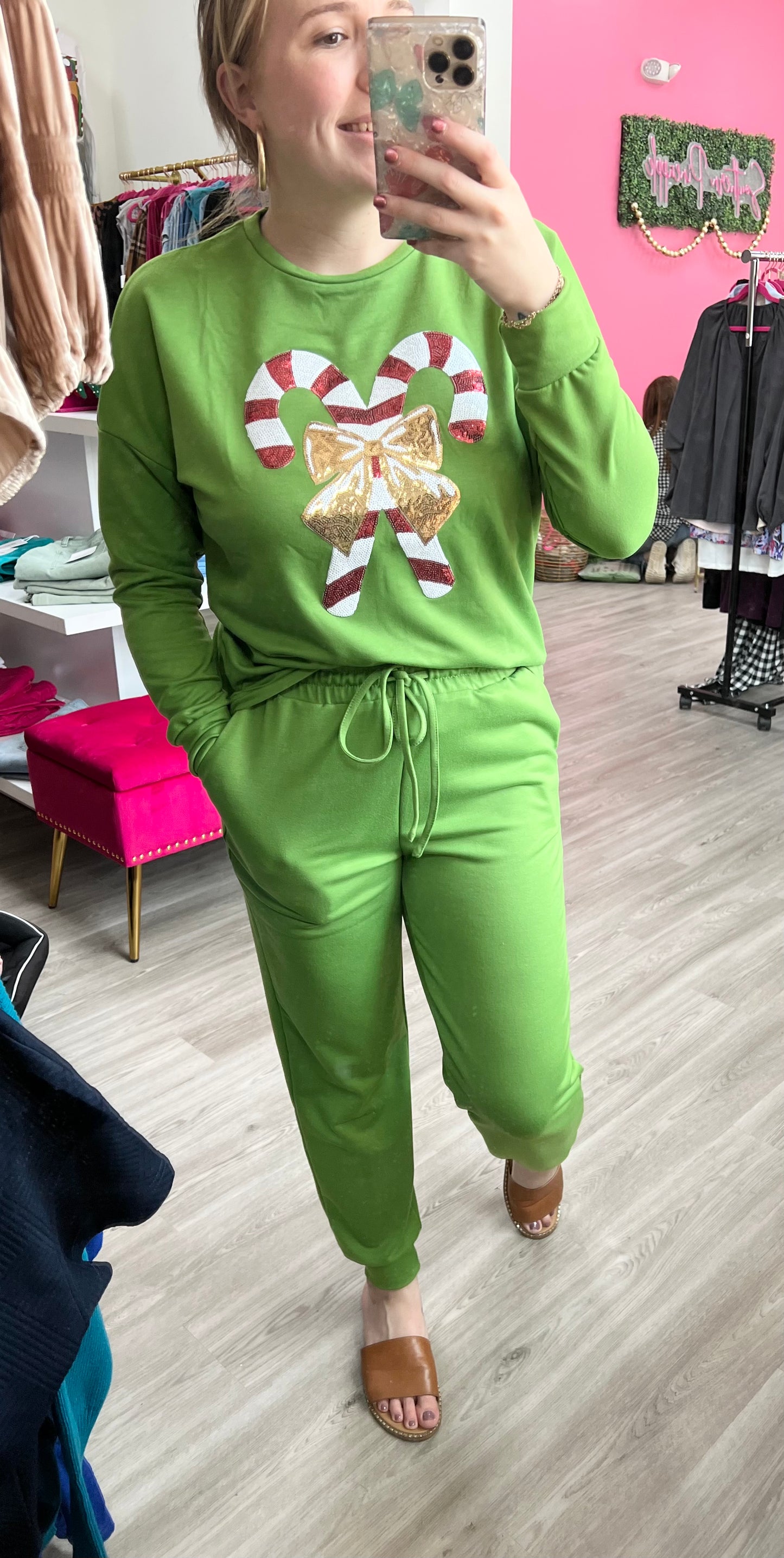 Green Crossed Candy Cane Set