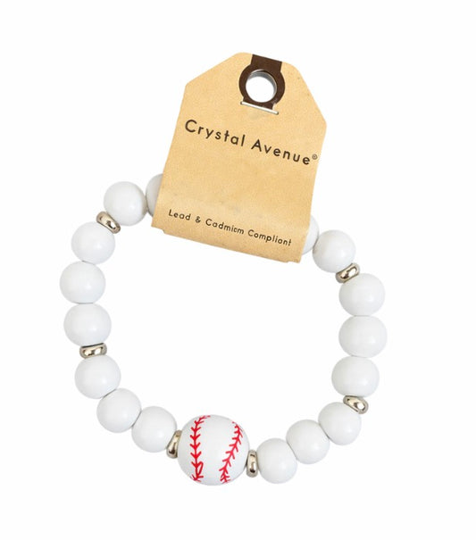 Classic Baseball Charm Beaded Bracelet