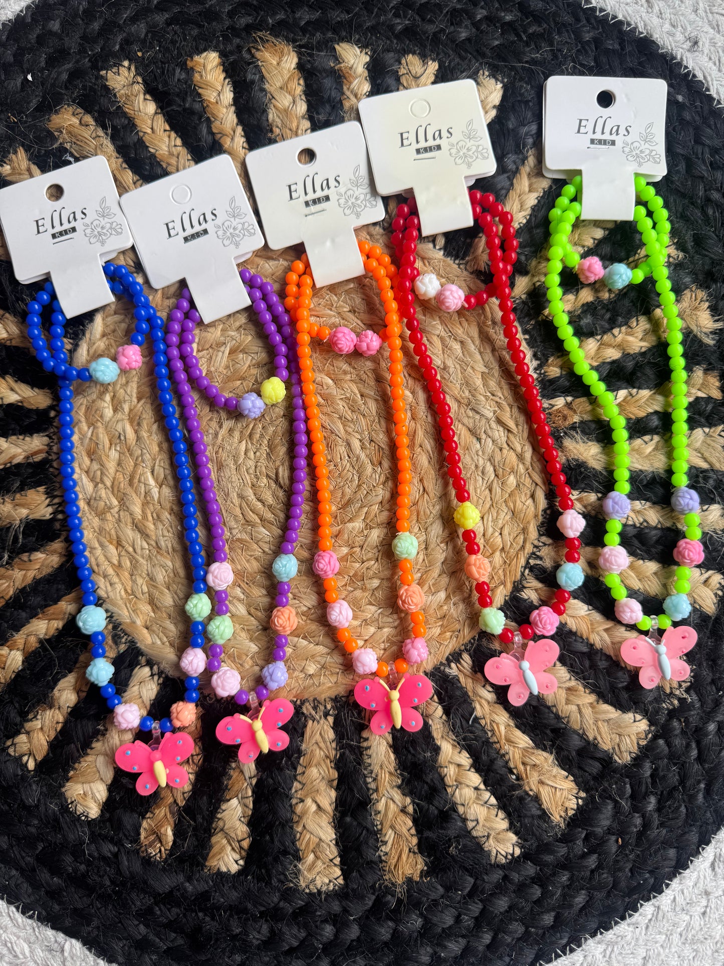 Butterfly Beaded Necklace & Bracelet Set for Girls