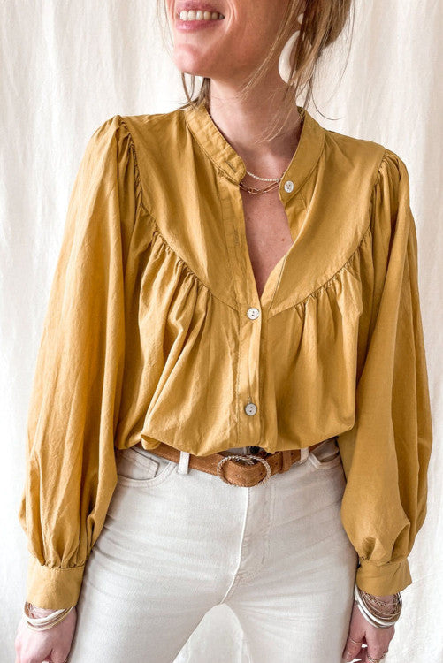 Yellow puff sleeve blouse