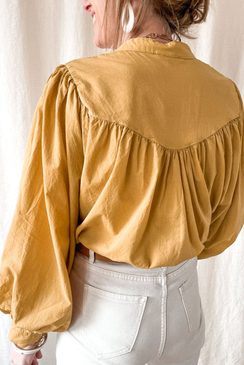 Yellow puff sleeve blouse