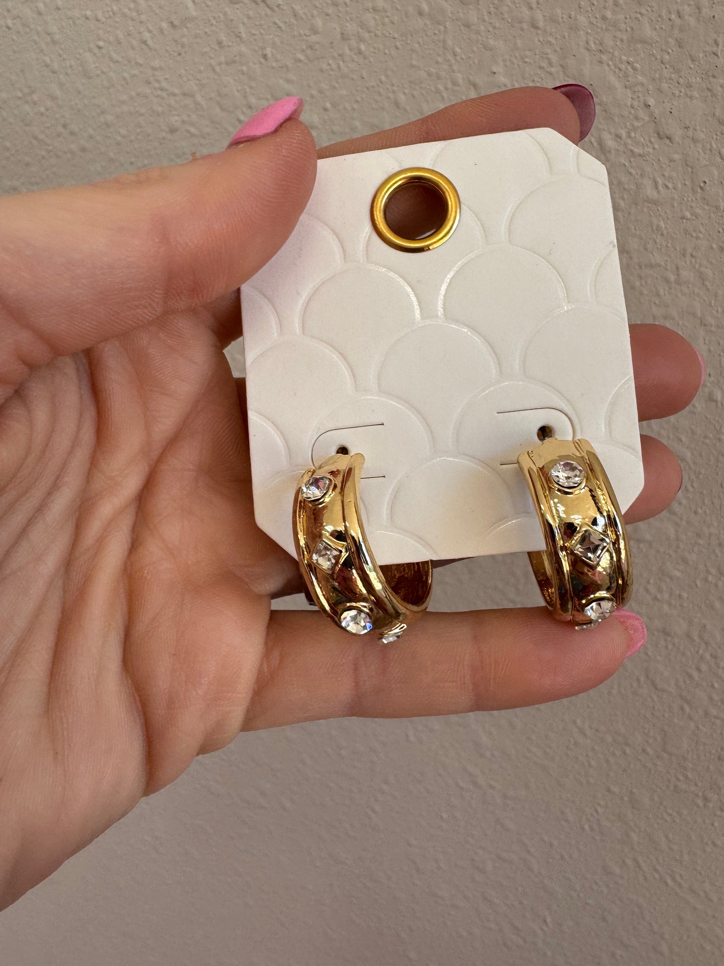 Gold Crystal Hoop Earrings