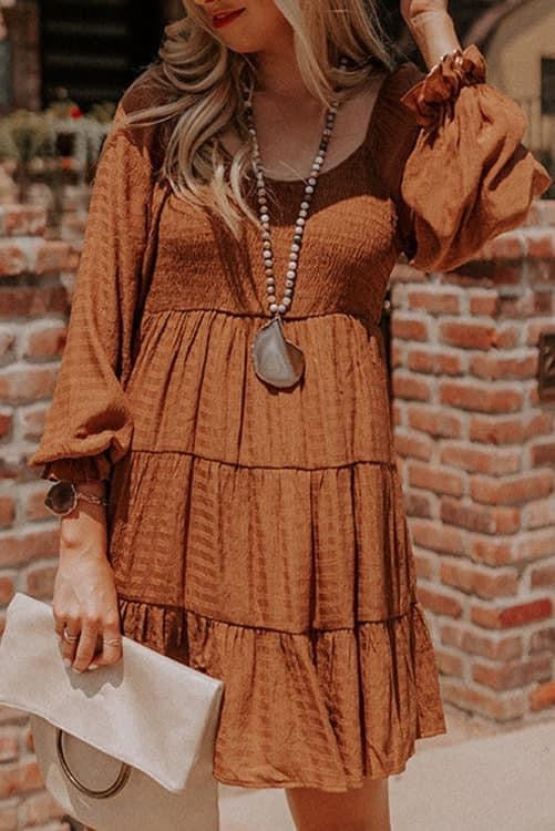 Brown Tiered Dress